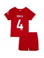 Otroški Nogometna dresi replika Liverpool Virgil van Dijk #4 Domači 2023-24 Kratek rokav (+ hlače)